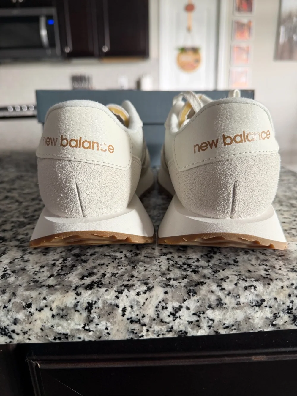 New Balance Women’s 237 Sneakers in Sea Salt with Black Leopard Accent